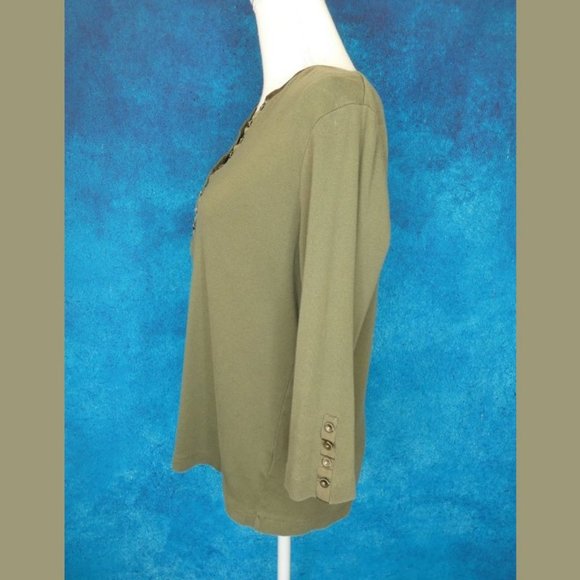 Dressbarn Green Henley Top Size XL - Picture 4 of 8